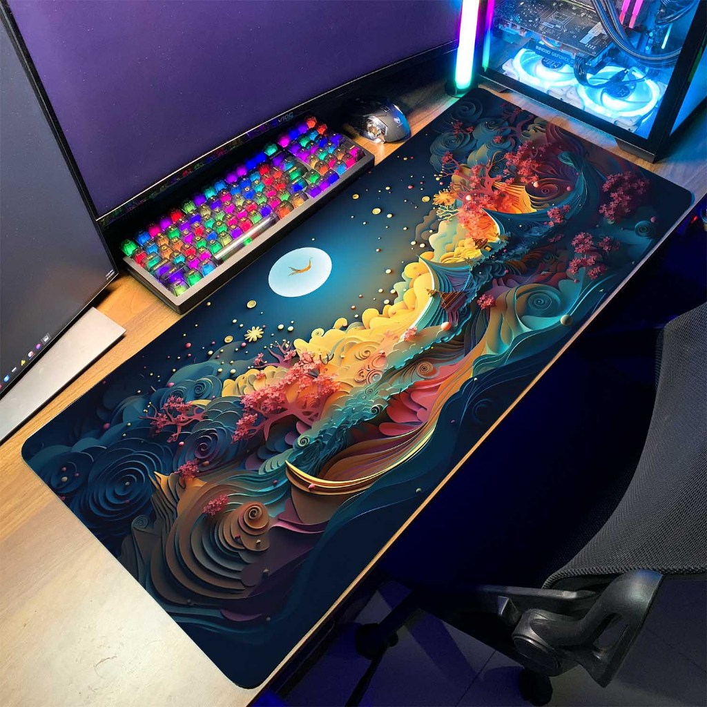 Lót chuột cỡ lớn size 90x40cm, tấm lót chuột có độ dày 3mm họa tiết sắc nét may viên chắc chắn | BigBuy360 - bigbuy360.vn