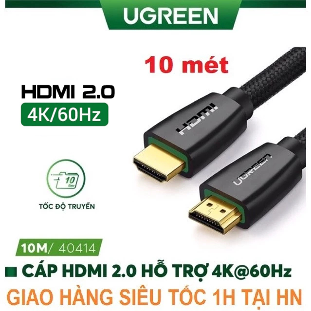Cáp HDMI 2.0 10M 15m cao cấp hỗ trợ 3D và 4K Ugreen 40414 40416 HD118 Hàng chính hãng Bh 18 tháng