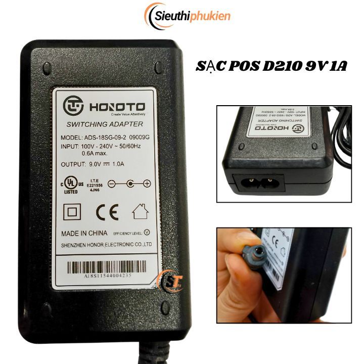 Sạc máy POS D210 9v 1a bản zin tặng kèm dây nguồn, Sạc pin POS ngân hàng Eximbank, BIDV, MBbank