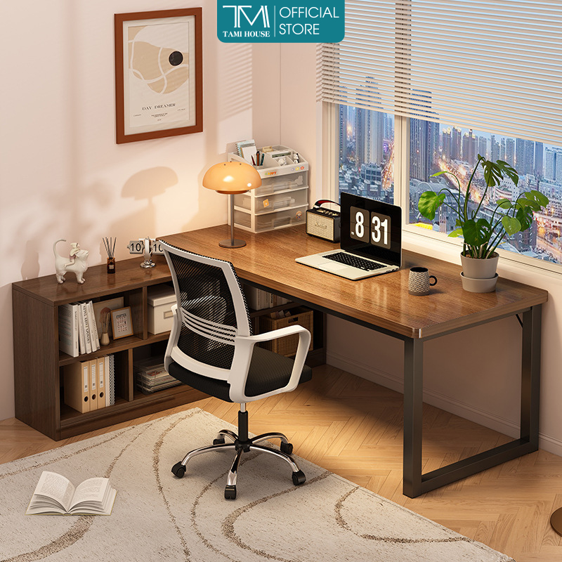 Bàn làm việc kết hợp kệ sách gỗ phong cách hiện đại thương hiệu TAMI - GM131