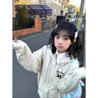  Áo hoodie ZIP form rộng unisex chất liệu nỉ bông họa tiết in hình mèo  dễ thương TQJQOIS nam nữ mặc đều đẹp 