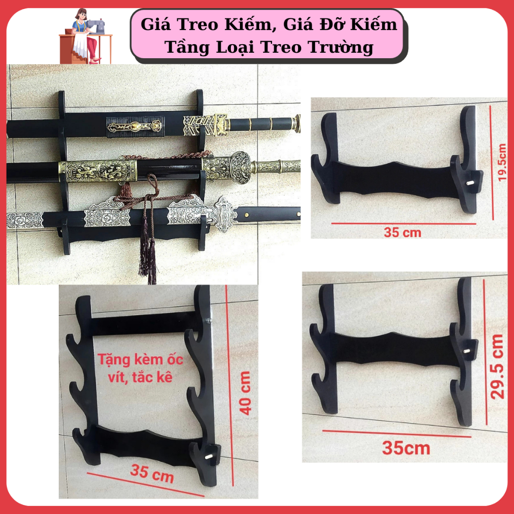 Giá Treo Kiếm, Giá Đỡ Kiếm 3 Tầng Loại Treo Trường
