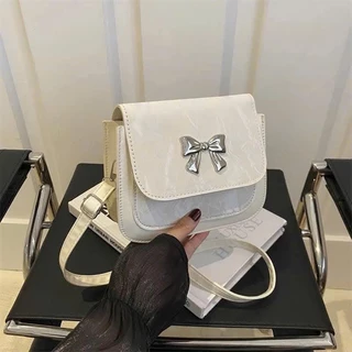 Túi Xách Nữ Dáng Bầu Da Nhung Vân Loang Mác Nơ Basic Samsora store _KN2723