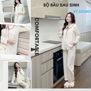 Azuno - Bộ Đồ Bầu Sau Sinh Mặc Nhà Cao Cấp B252 Chất Liệu Đũi Siêu Mát