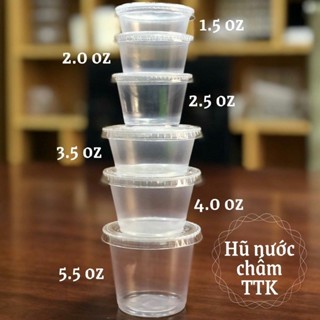 Combo 100 hũ nhựa 2oz/5,5oz đựng nước chấm dùng 1 lần có nắp