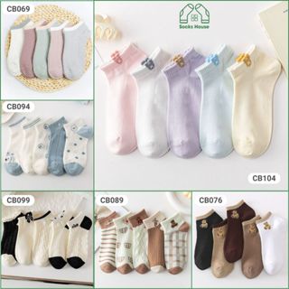 Set 5 đôi tất chân cổ ngắn cute Socks House, vớ nữ họa tiết vintage dễ thương nhiều mẫu hottrend