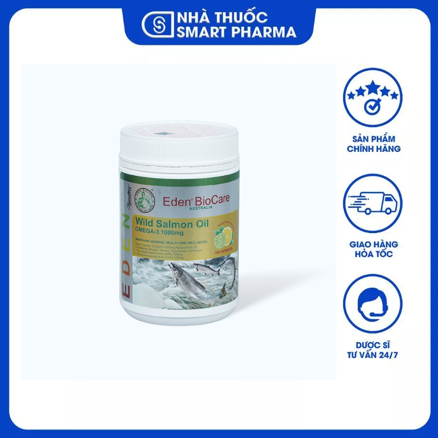 Viên uống Eden BioCare Omega 3 Salmon Oil Fruity từ dầu cá hồi (Hộp 180 viên)