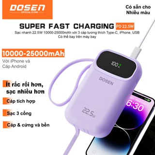 DOSEN PD22.5W Sạc dự phòng Power bank Tự mang theo dây đôi pin dự phòng màn hình Led tích hợp tích hợp 10000mAh-25000mah