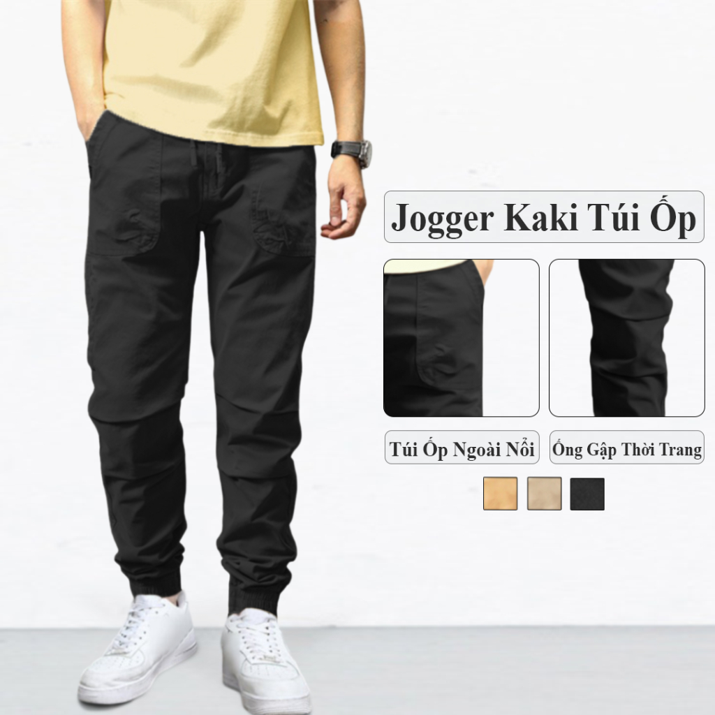 Quần Jogger Nam Kaki Tui Ốp Vicenzo, Quần Dài Kaki Jogger Nam. Quần Dài Kaki Nam Cạp Chun Bo Gấu.