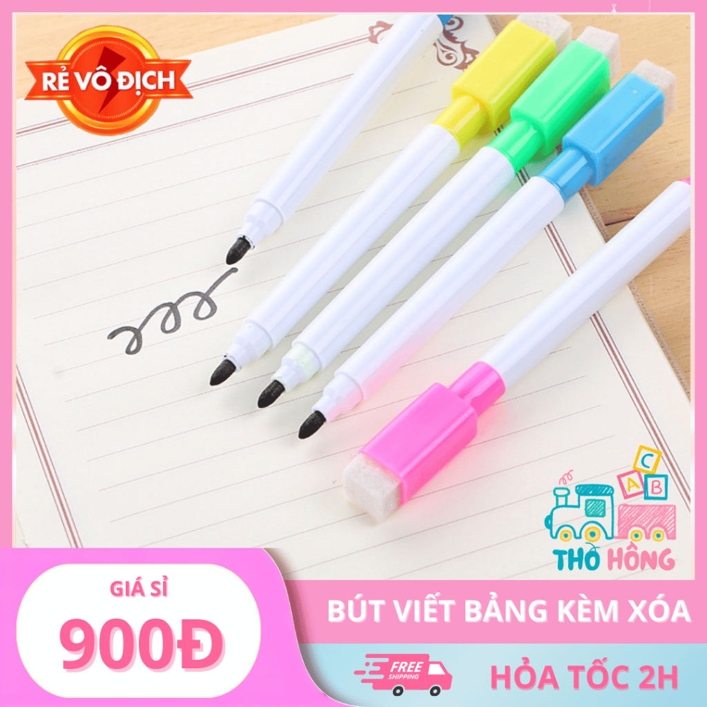 10 Bút Dạ Mực Đen Kèm Xóa