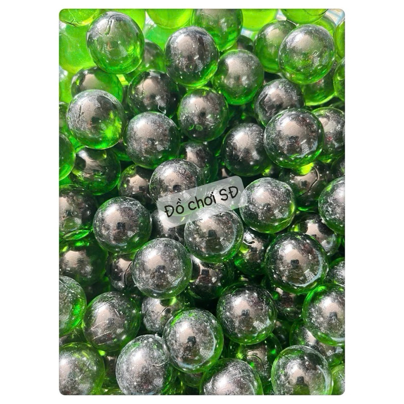 BI THUỶ TINH XANH LÁ TRONG LỚN 25mm - bi ve truyền thống