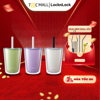 Ly Nhựa 2 Lớp LocknLock 720ML Có Ống Hút, Cốc Nhựa Có Nắp Cute, Ly Uống Trà Sữa HAP529 - T2C Mall