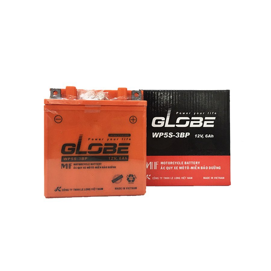 Bình ắc quy Globe WP5S-3BP 12V 6Ah dành cho xe Dream, Wave, Viva, Jupiter, Sirius