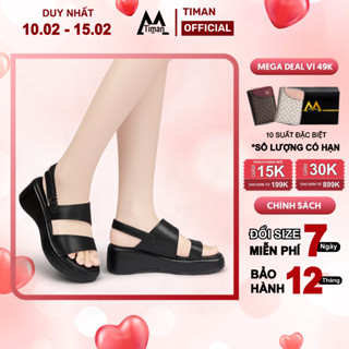 Giày sandal đế xuồng nữ 6 phân cao gót quai ngang đế cao dáng bánh mì bảo hành 1 năm XN249 TIMAN