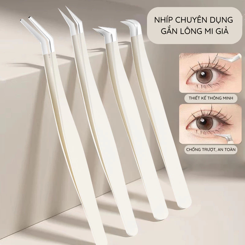 Nhíp gắn lông mi giả chuyên dụng Cherry Pro Tweezer gắn mi chùm, mi sợi nhỏ, chất liệu sắt không ghỉ kèm hộp đựng