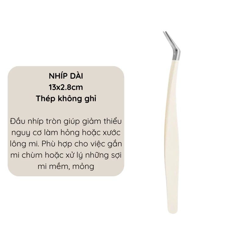 Nhíp gắn lông mi giả chuyên dụng Cherry Pro Tweezer gắn mi chùm, mi sợi nhỏ, chất liệu sắt không ghỉ kèm hộp đựng