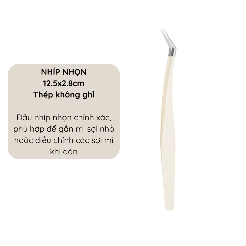 Nhíp gắn lông mi giả chuyên dụng Cherry Pro Tweezer gắn mi chùm, mi sợi nhỏ, chất liệu sắt không ghỉ kèm hộp đựng