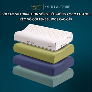 Gối Cao Su Thấp 4 Cm Form Lượn Sóng Siêu Mỏng Lasante Thiết Kế Giảm Đau Cổ Khi Ngủ Chống Thoái Hóa