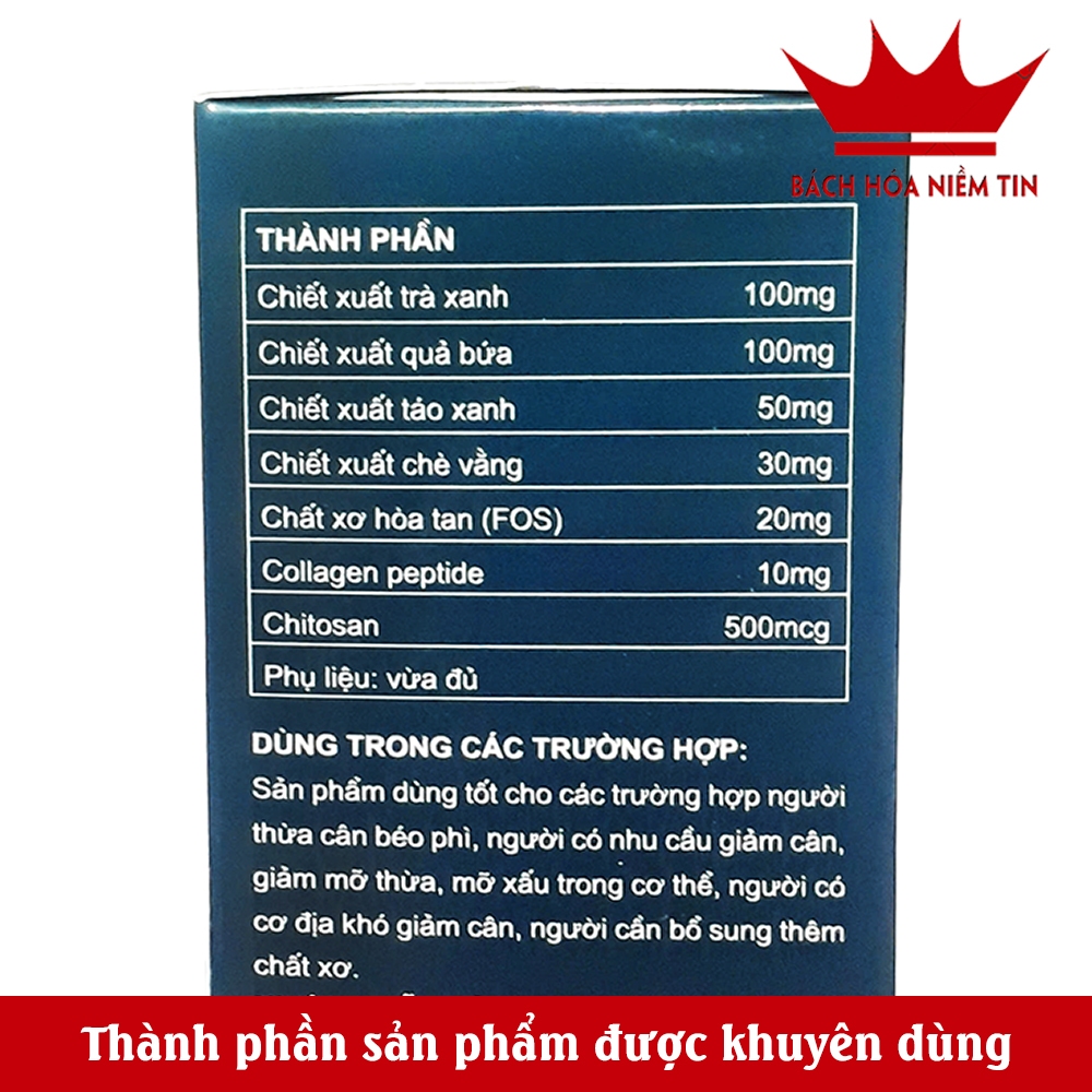 Viên uống giảm cân SLIM Body Fit - Thành phần thảo dược - giúp giảm béo hiệu quả - Hộp 30 viên chuẩn GMP