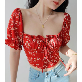 [HÀNG ĐẶT TRƯỚC] Áo croptop hoa ngắn tay #485