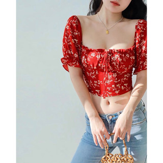 [HÀNG ĐẶT TRƯỚC] Áo croptop hoa ngắn tay #485