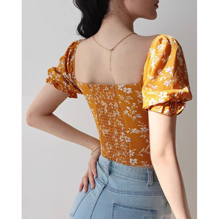 [HÀNG ĐẶT TRƯỚC] Áo croptop hoa ngắn tay #485