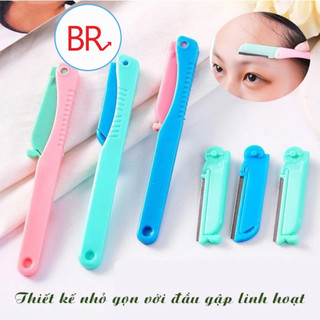 Set 2 Dao Cạo Lông Mày Bộ Dao Tỉa Lông Mày An Toàn Chống Trầy Có Thể Gập Lại Kèm Lưỡi Thay Đa Năng 00080