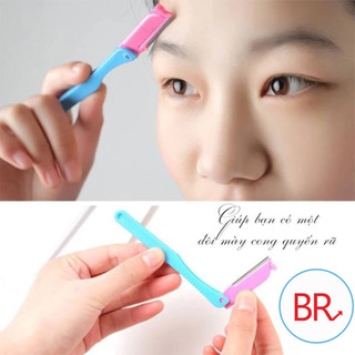 Set 2 Dao Cạo Lông Mày Bộ Dao Tỉa Lông Mày An Toàn Chống Trầy Có Thể Gập Lại Kèm Lưỡi Thay Đa Năng 00080