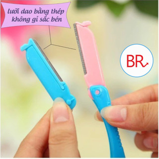 Set 2 Dao Cạo Lông Mày Bộ Dao Tỉa Lông Mày An Toàn Chống Trầy Có Thể Gập Lại Kèm Lưỡi Thay Đa Năng 00080