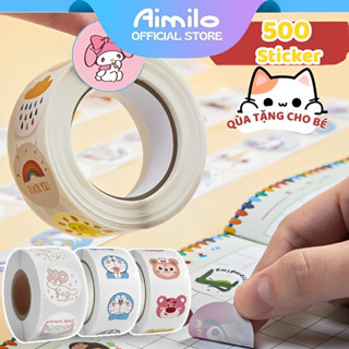 Cuộn 500 nhãn dán Sticker niêm phong Buka tem Thank You 500 miếng dán sticker hình kuromi, gấu dâu,..đồ gói card Kpop