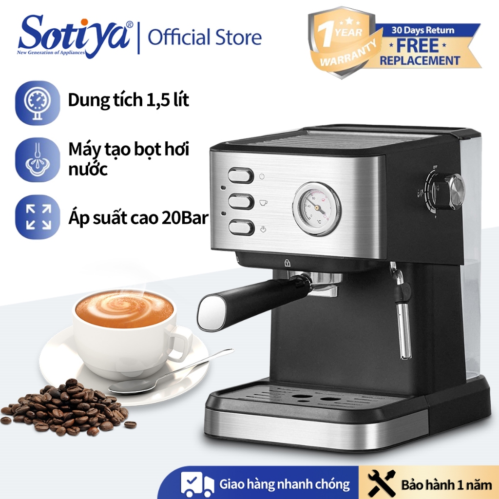 Máy pha cà phê Ý tự xay gia dụng bán tự động hơi nước bọt sữa văn phòng liền thể kiểu Mỹ nhỏ