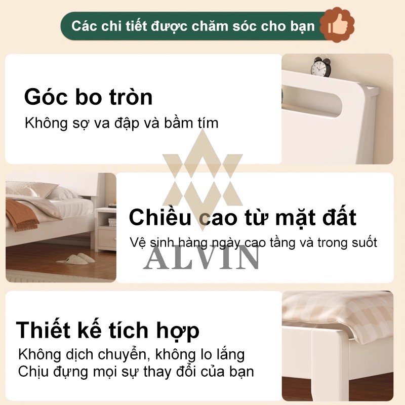ALVIN giường ngủ Giường Pallet Gỗ Thông Mới Giường Ngủ Đẹp Chất Lượng gỗ thật 100%1m8/1m5/1m2 | BigBuy360 - bigbuy360.vn