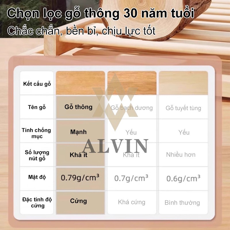 ALVIN giường ngủ Giường Pallet Gỗ Thông Mới Giường Ngủ Đẹp Chất Lượng gỗ thật 100%1m8/1m5/1m2 | BigBuy360 - bigbuy360.vn