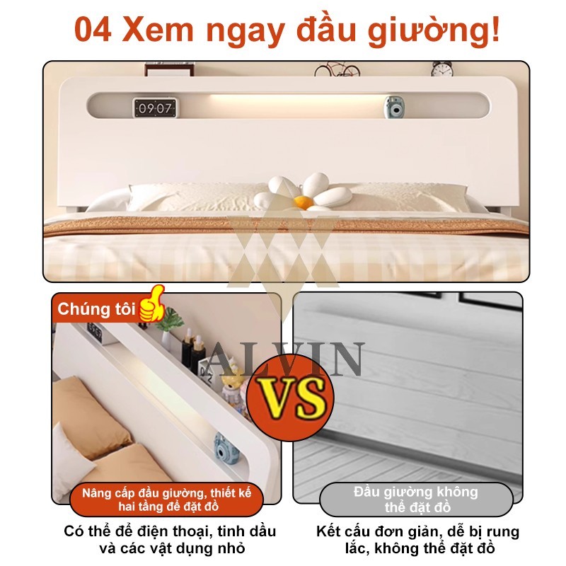 ALVIN giường ngủ Giường Pallet Gỗ Thông Mới Giường Ngủ Đẹp Chất Lượng gỗ thật 100%1m8/1m5/1m2 | BigBuy360 - bigbuy360.vn