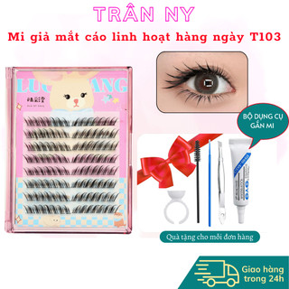  Mi tự nối dáng mắt cáo T103 lông mi dày dài nổi bật mi giả mixsize 11 12 13mm 