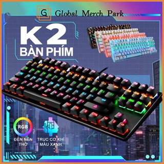 Bàn phím cơ K2 Blue Switch,kết hợp Bàn phím cơ trục xanh game có đèn nền 87 phím,Led RGB 8Chế Độ Khác Nhau,giao diện USB