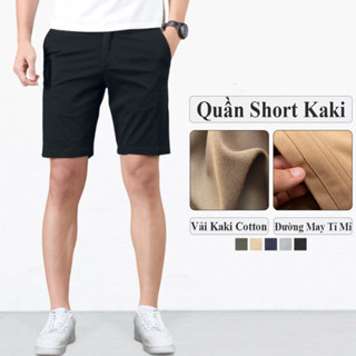 Quần Đùi Kaki Nam Vicenzo Vải Cotton Dày Dặn Mềm Sau Khi Giặt, Quần Short Lửng Nam Kaki.