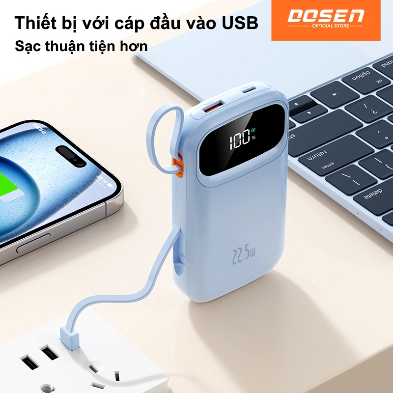 dosen sạc dự phòng power bank pd22.5w tự mang theo dây đôi pin dự phòng màn hình led tích hợp tích hợp 10000mah 25000mah | BigBuy360 - bigbuy360.vn