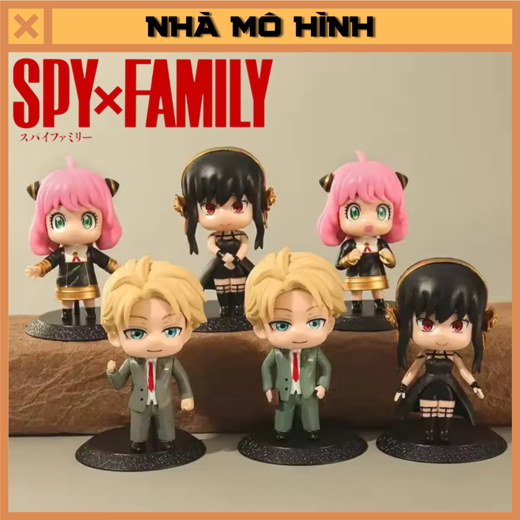 Mô hình 6 nhân vật Chibi Spy X Family Gia đình điệp viên Loid Forger Yor Forger Anya Forger