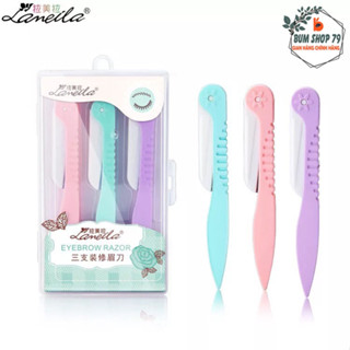 Dao tỉa lông mày Lameila Hộp 3 với thiết kế nhỏ gọn vô cùng tiện lợi, Dao cạo chân mày lưỡi dao thép không gỉ an toà