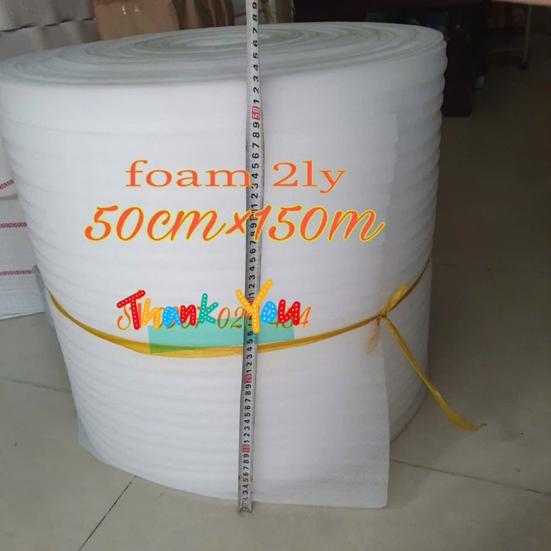 Xốp pe foam gói hàng dày 2mm/2ly cao 50cm dài 150m