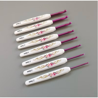 [Lilithes_vn] Set Bộ 16 Kim Móc Hoa Đỏ Cán Tím Tay Cầm Nhựa ABS Chắc Chắn