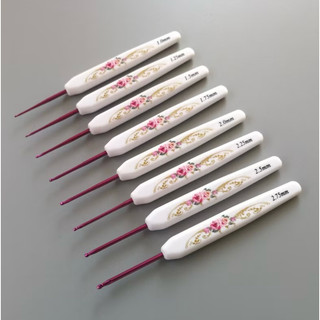 [Lilithes_vn] Set Bộ 16 Kim Móc Hoa Đỏ Cán Tím Tay Cầm Nhựa ABS Chắc Chắn