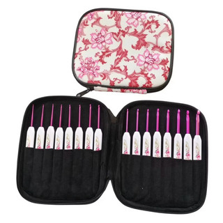 [Lilithes_vn] Set Bộ 16 Kim Móc Hoa Đỏ Cán Tím Tay Cầm Nhựa ABS Chắc Chắn