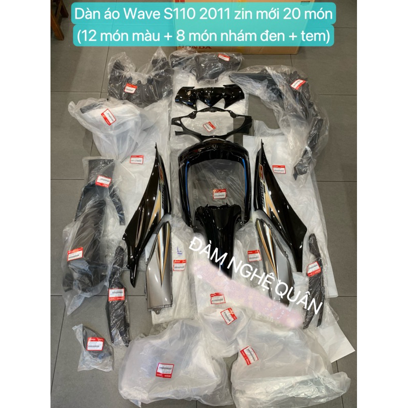Dàn áo Wave S110 2011-2012 20 món (gồm 12 món màu + 8 món nhám đen + tem) / Body Cover Wave S110 zin