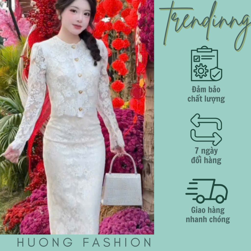 Set ren dài 5 cúc Huong fashion