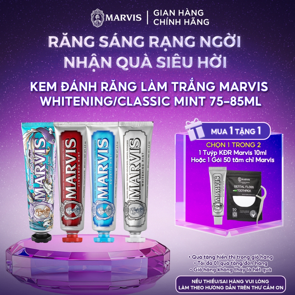 [Mua là có quà] Kem Đánh Răng MARVIS Whitening Mint 85ML