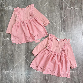 Váy đầm màu hồng thêu hoa xuất dư xịn