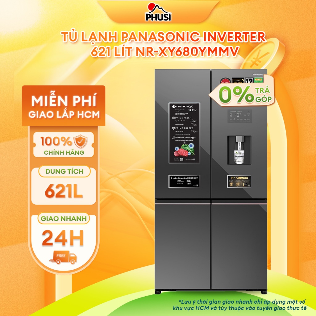 Tủ lạnh Panasonic Inverter 621 lít NR-XY680YMMV [Giao lắp miễn phí HCM] Bảo hành chính hãng