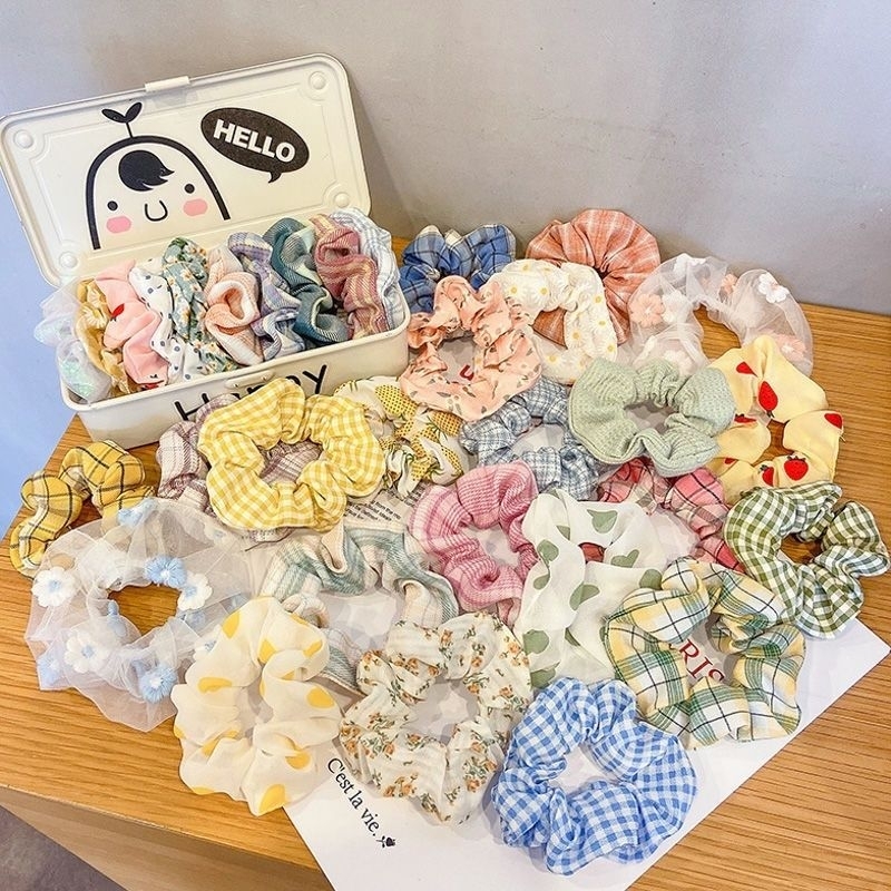 Combo 10 cái Cột tóc hoa cúc siêu rẻ đẹp - Scrunchies pompom - cột tóc tiểu thư - cột tóc siêu đẹp